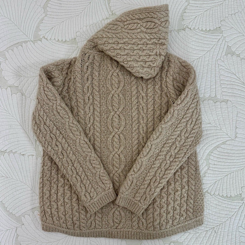 Aran Sweater Market Wool Hooded Cardigan Sweater- Size S - Picture 7 of 8